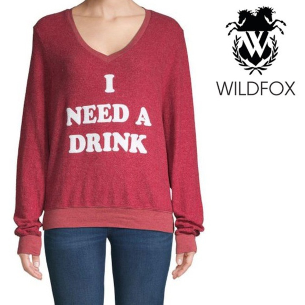WILDFOX “I need a drink” red sweatshirt